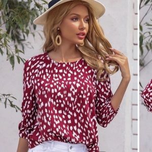 Shein Allover Print Round Neck Blouse